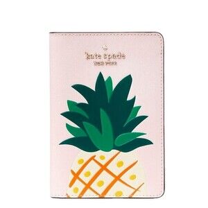 New Kate Spade Colada Pineapple Print Passport Holder Pink Multi